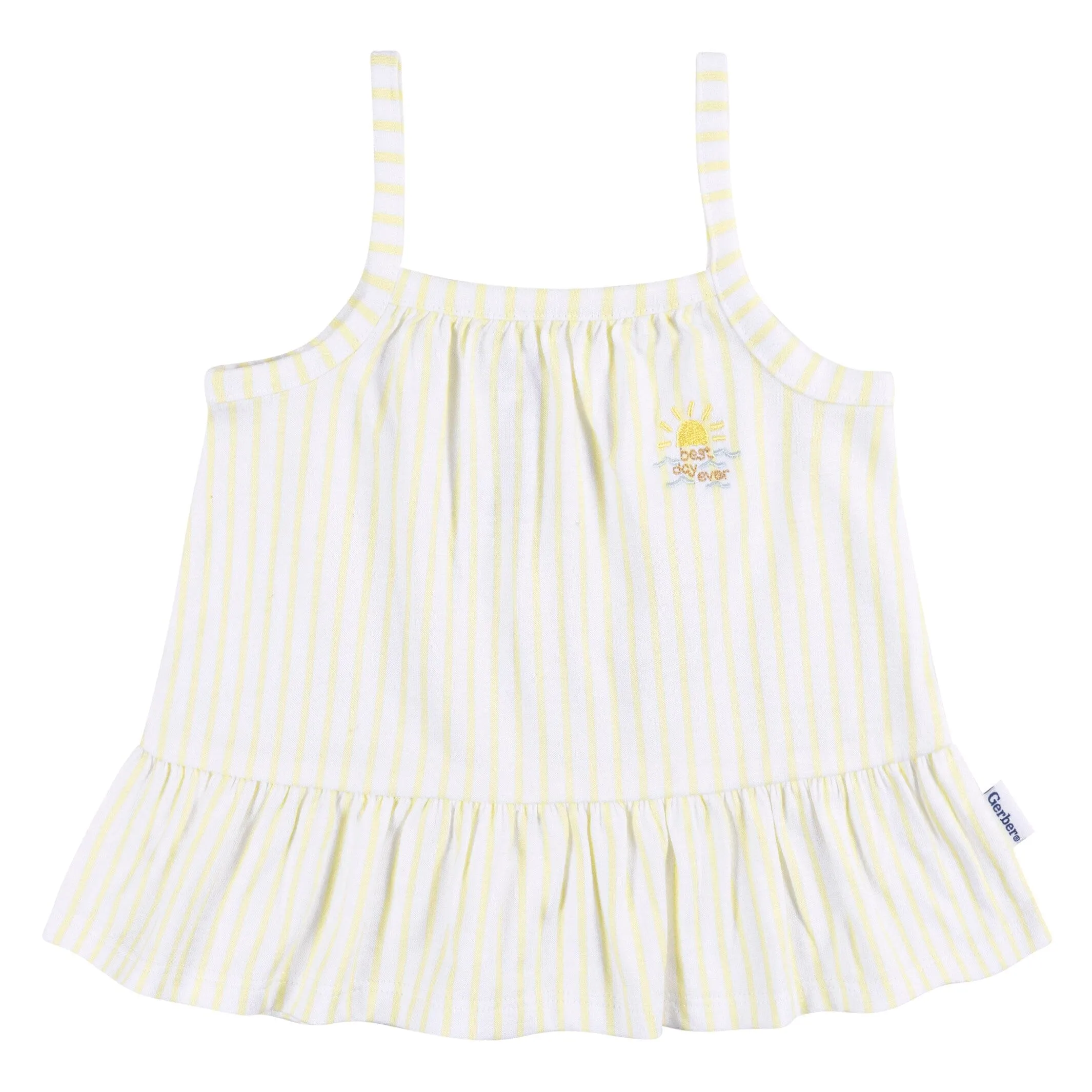 2-Piece Baby Girls Yellow Stripe Tank Top & Diaper Cover Set Gerber Childrenswea