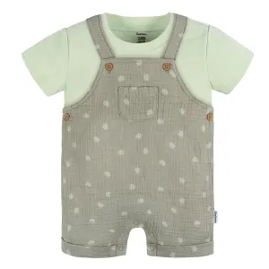 2-Piece Baby Neutral Palms Cotton Gauze Overall Romper and T-Shirt Set Gerber Childrenswea