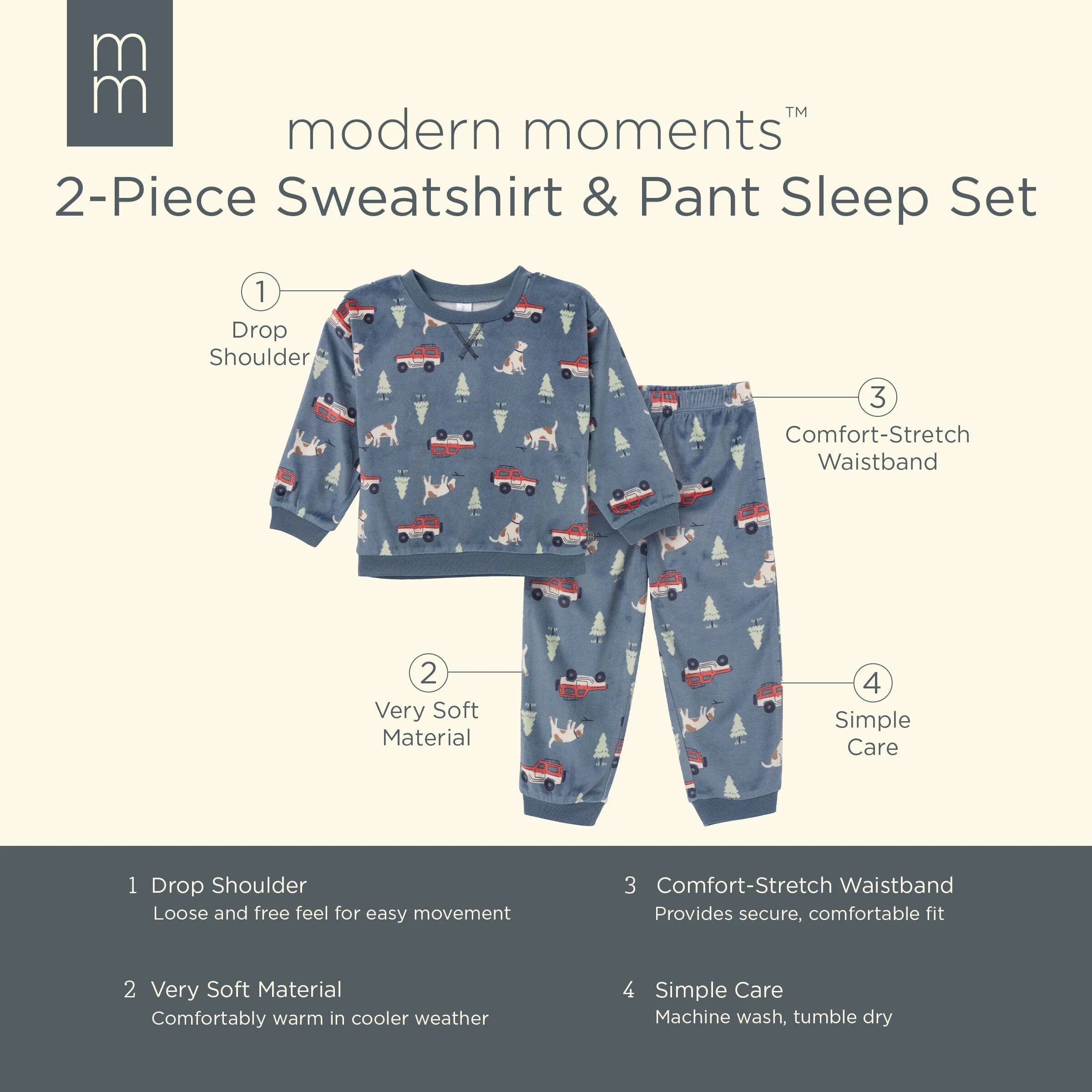 2-Piece Infant & Toddler Boys Dark Blue Camp Fleece Pajama Set Gerber Childrenswea