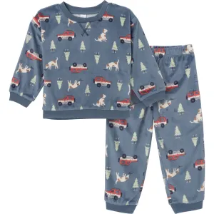 2-Piece Infant & Toddler Boys Dark Blue Camp Fleece Pajama Set Gerber Childrenswea