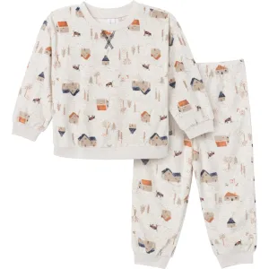2-Piece Infant & Toddler Boys Oatmeal Village Fleece Pajama Set Gerber Childrenswea