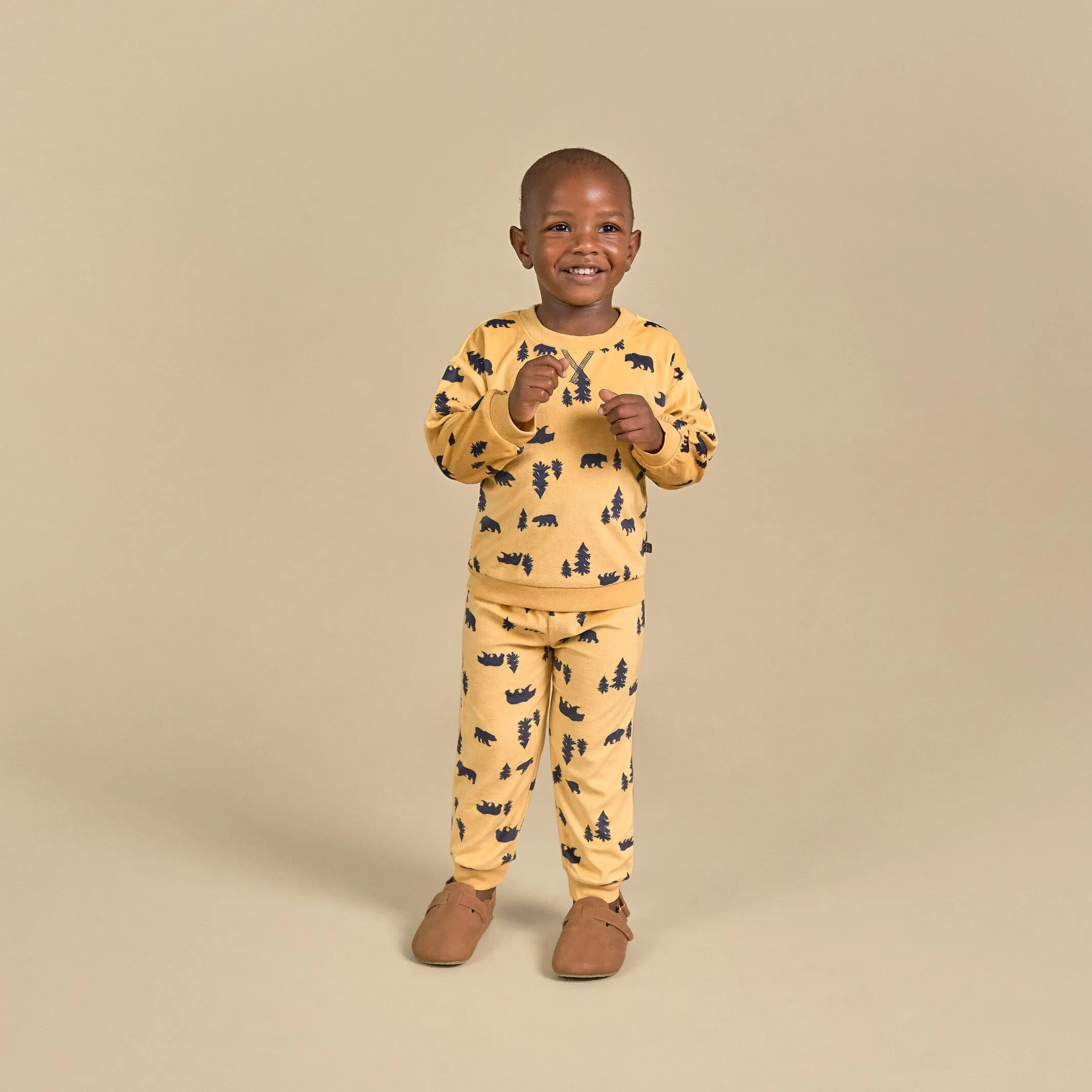 2-Piece Infant & Toddler Boys Yellow Forest Fleece Pajama Set Gerber Childrenswea