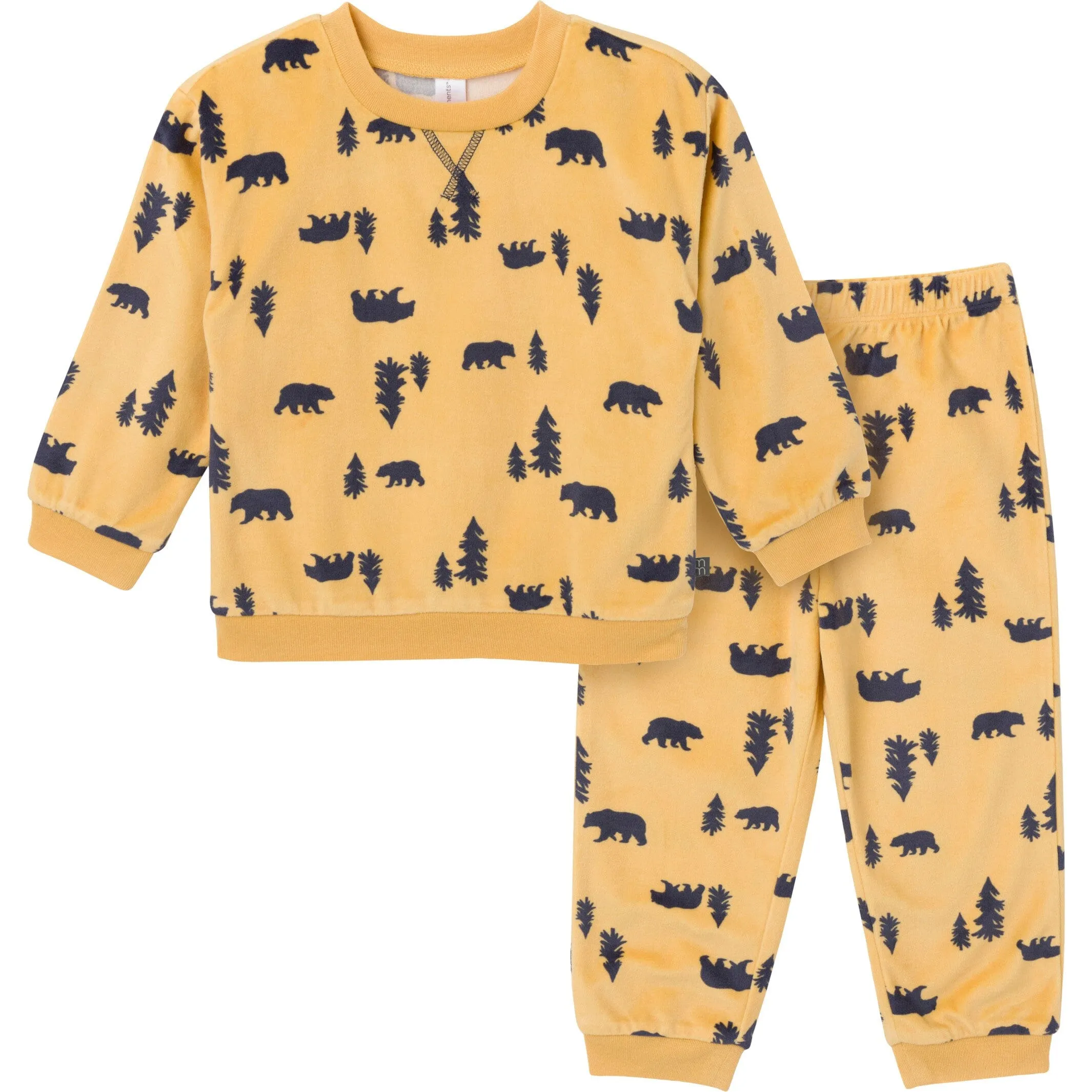 2-Piece Infant & Toddler Boys Yellow Forest Fleece Pajama Set Gerber Childrenswea