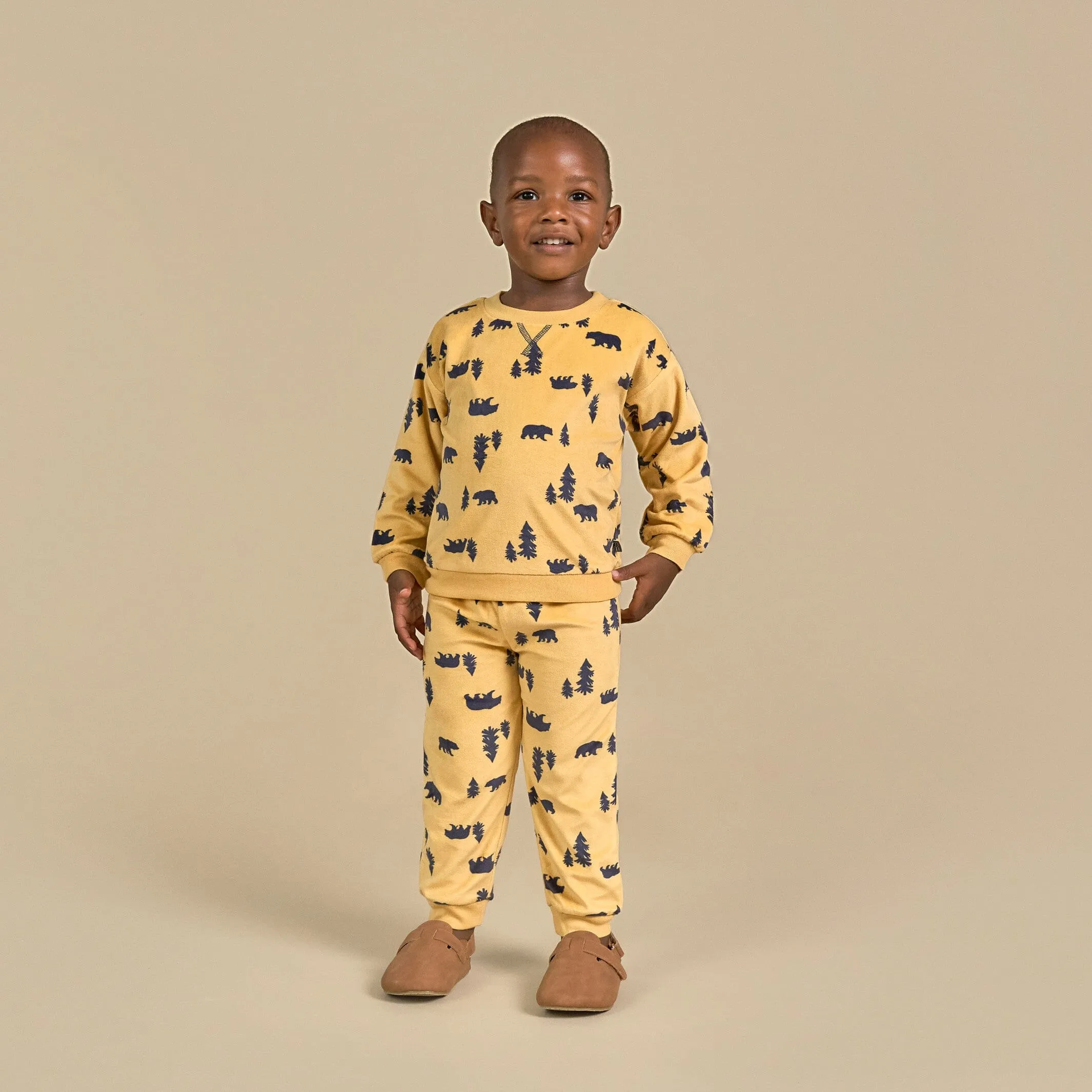 2-Piece Infant & Toddler Boys Yellow Forest Fleece Pajama Set Gerber Childrenswea