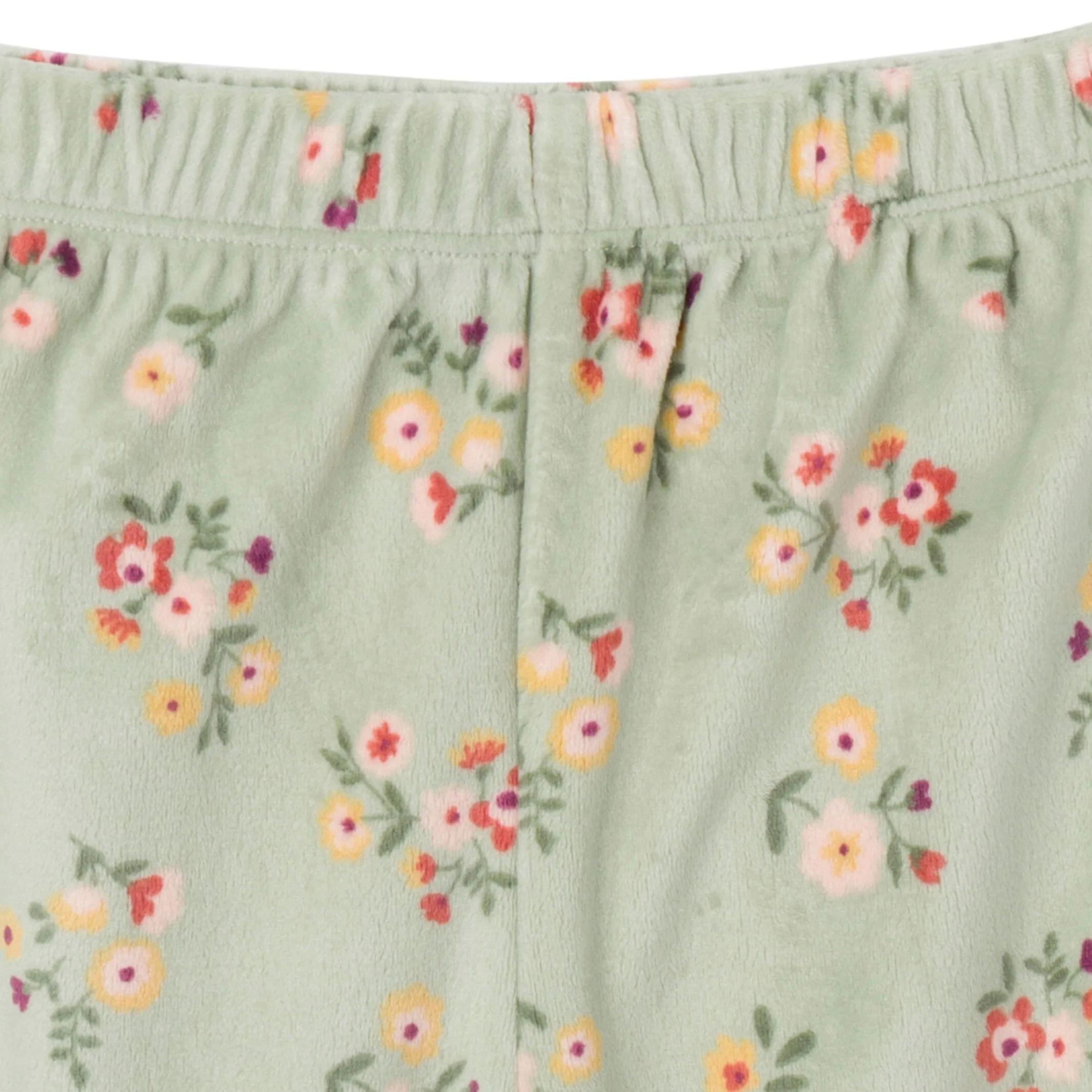 2-Piece Infant & Toddler Girls Green Flower Fleece Pajama Set Gerber Childrenswea