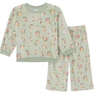 2-Piece Infant & Toddler Girls Green Flower Fleece Pajama Set Gerber Childrenswea