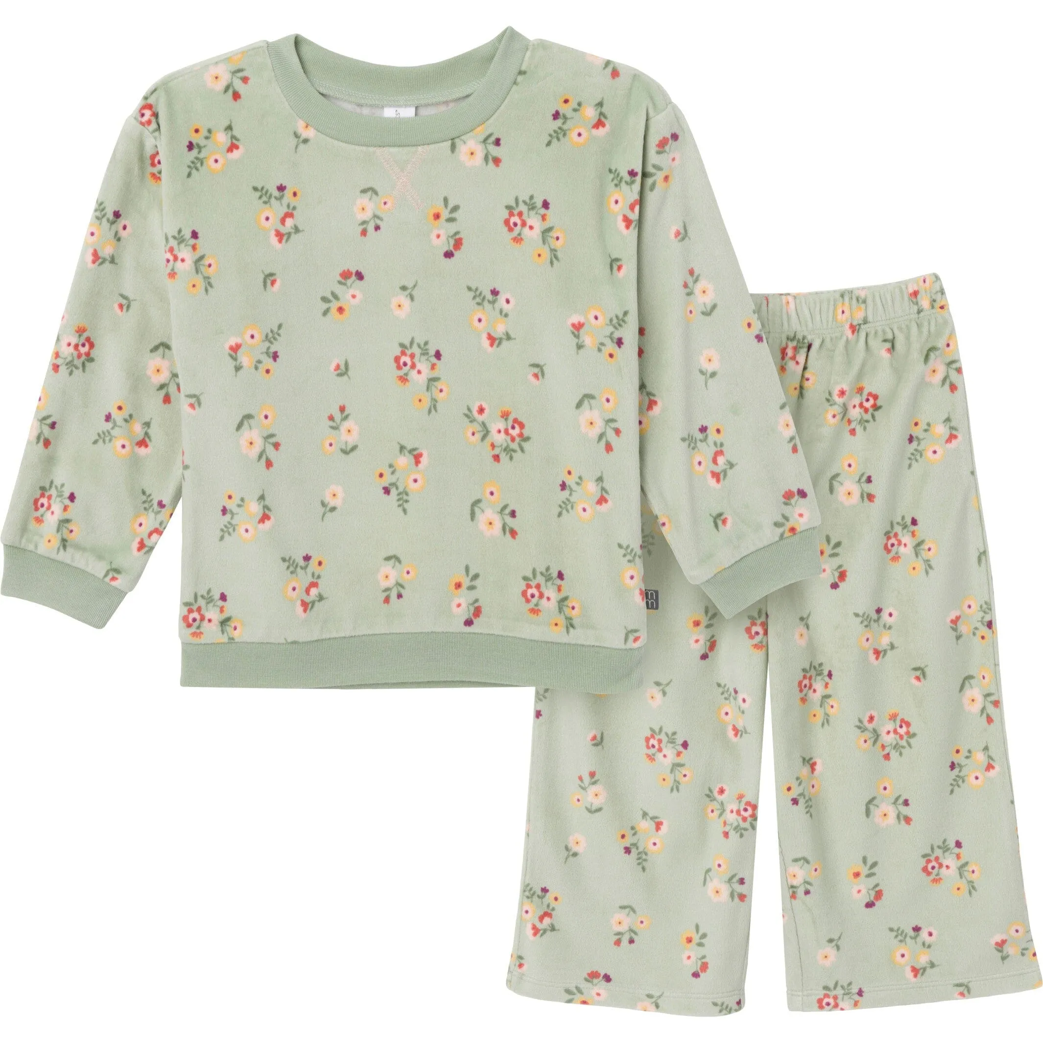 2-Piece Infant & Toddler Girls Green Flower Fleece Pajama Set Gerber Childrenswea