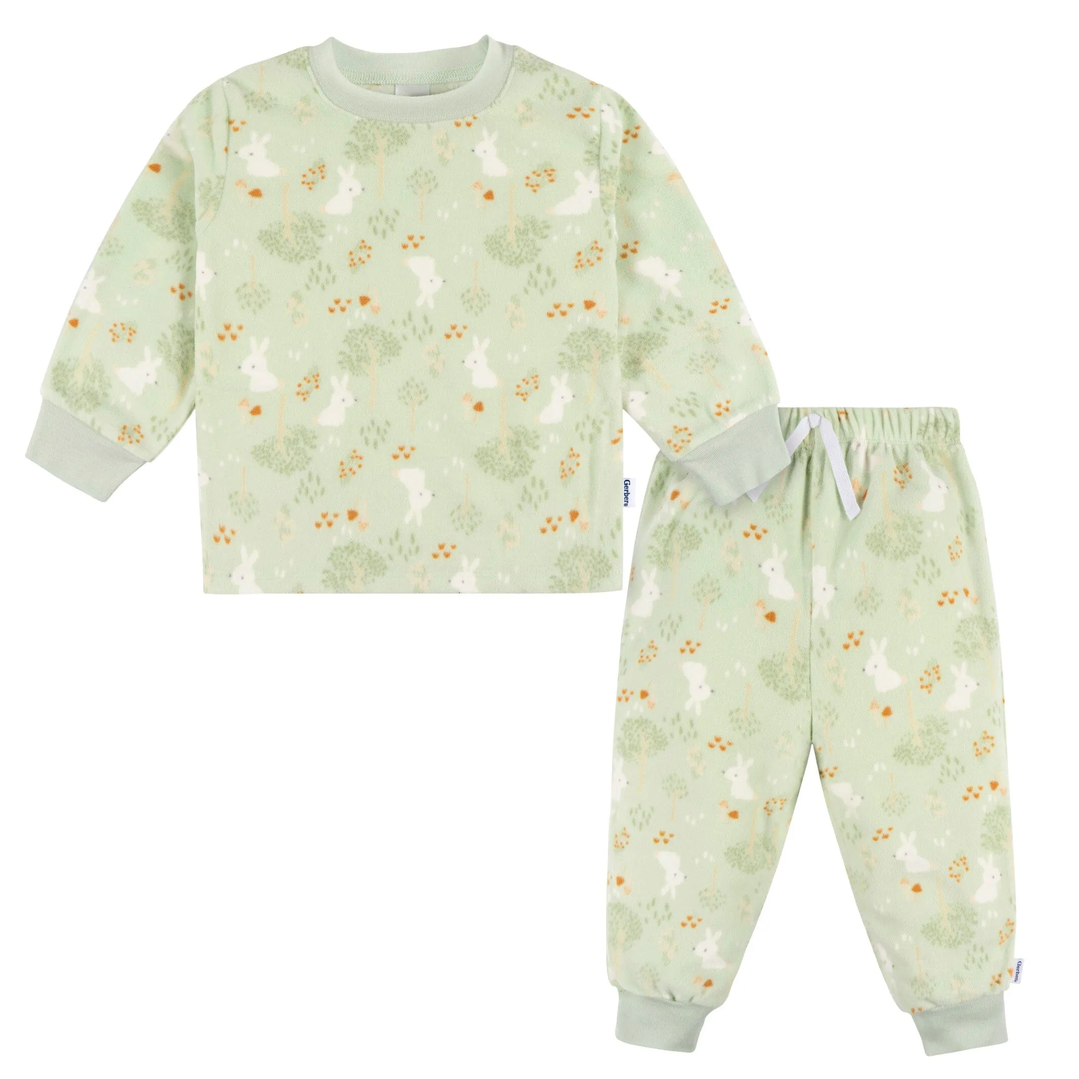 2-Piece Infant & Toddler Girls Green Forrest Fleece Pajamas Gerber Childrenswea