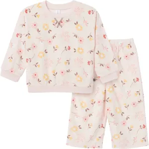 2-Piece Infant & Toddler Girls Light Pink Falling Flower Fleece Pajama Set Gerber Childrenswea