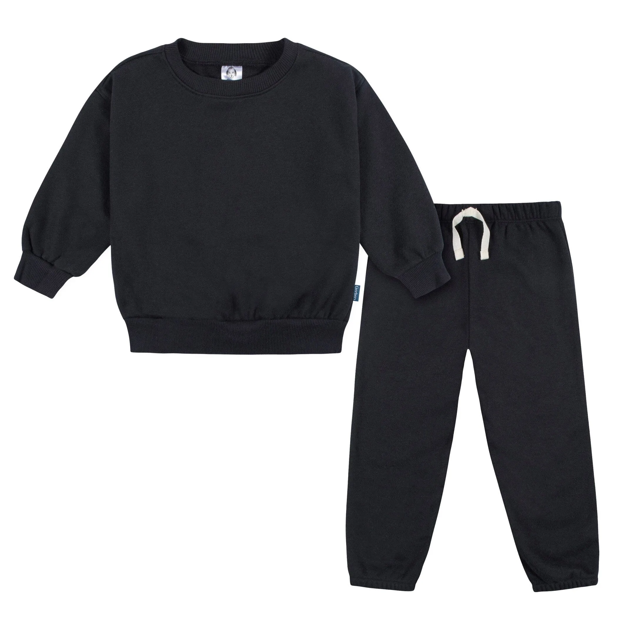 2-Piece Infant & Toddler Neutral Black Sweatshirt & Pant Set Gerber Childrenswea