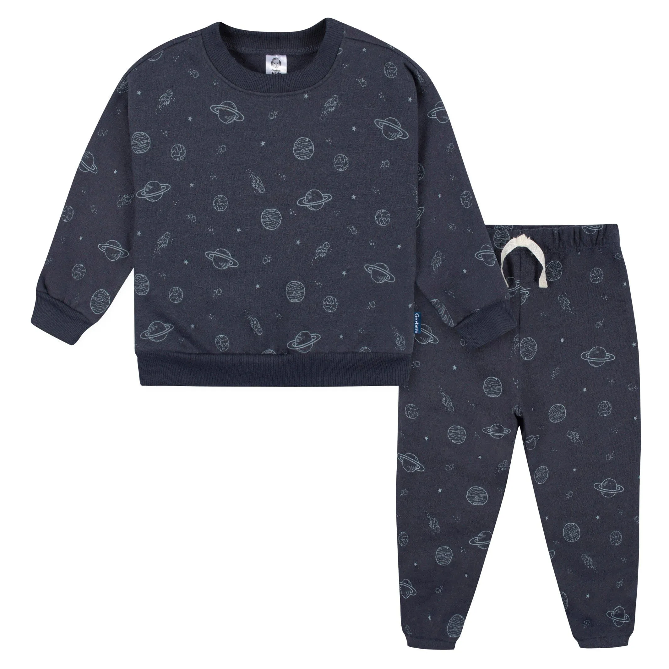 2-Piece Infant and Toddler Boys Navy Space Sweatshirt & Pant Set Gerber Childrenswea