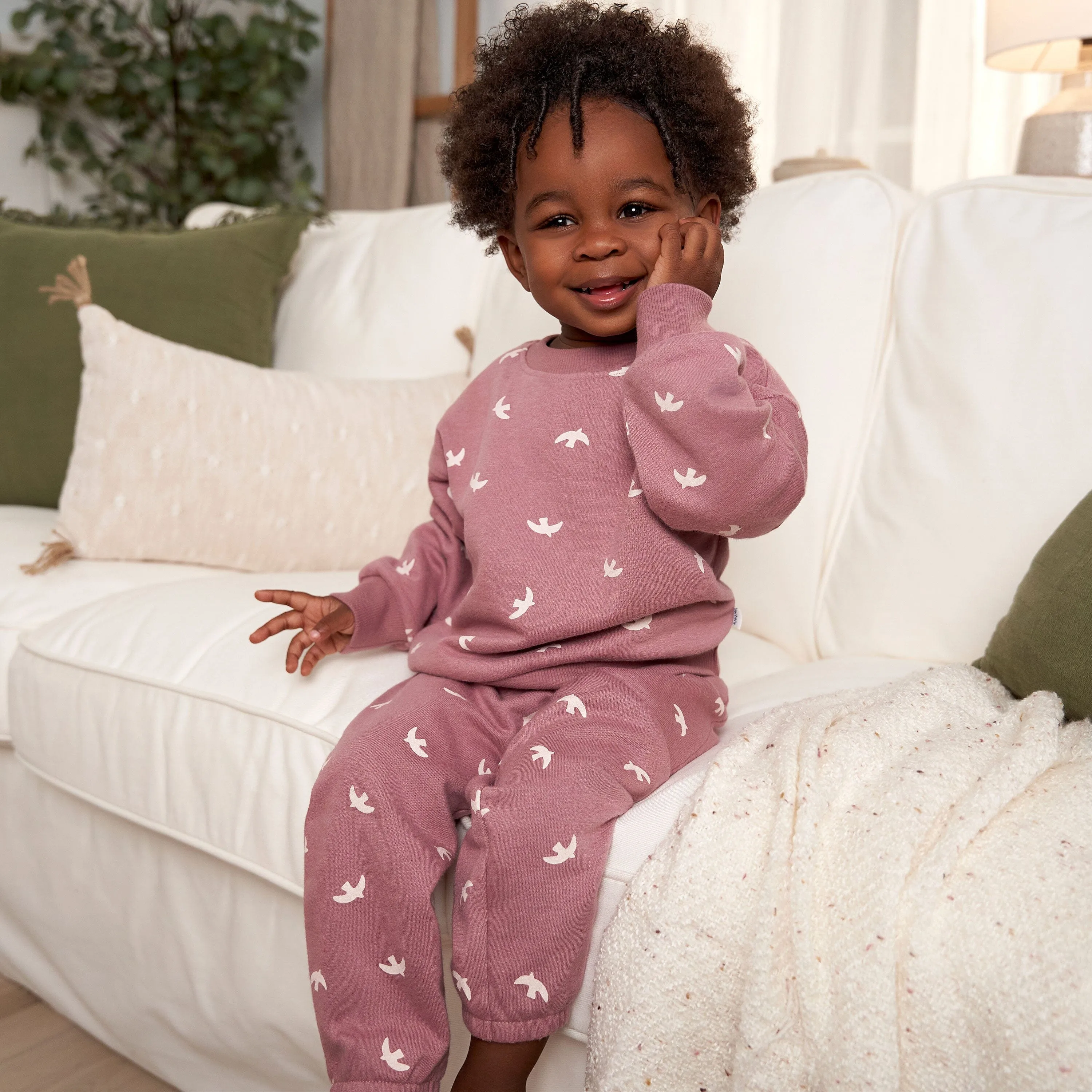 2-Piece Infant and Toddler Girls Birds Sweatshirt & Pant Set Gerber Childrenswea