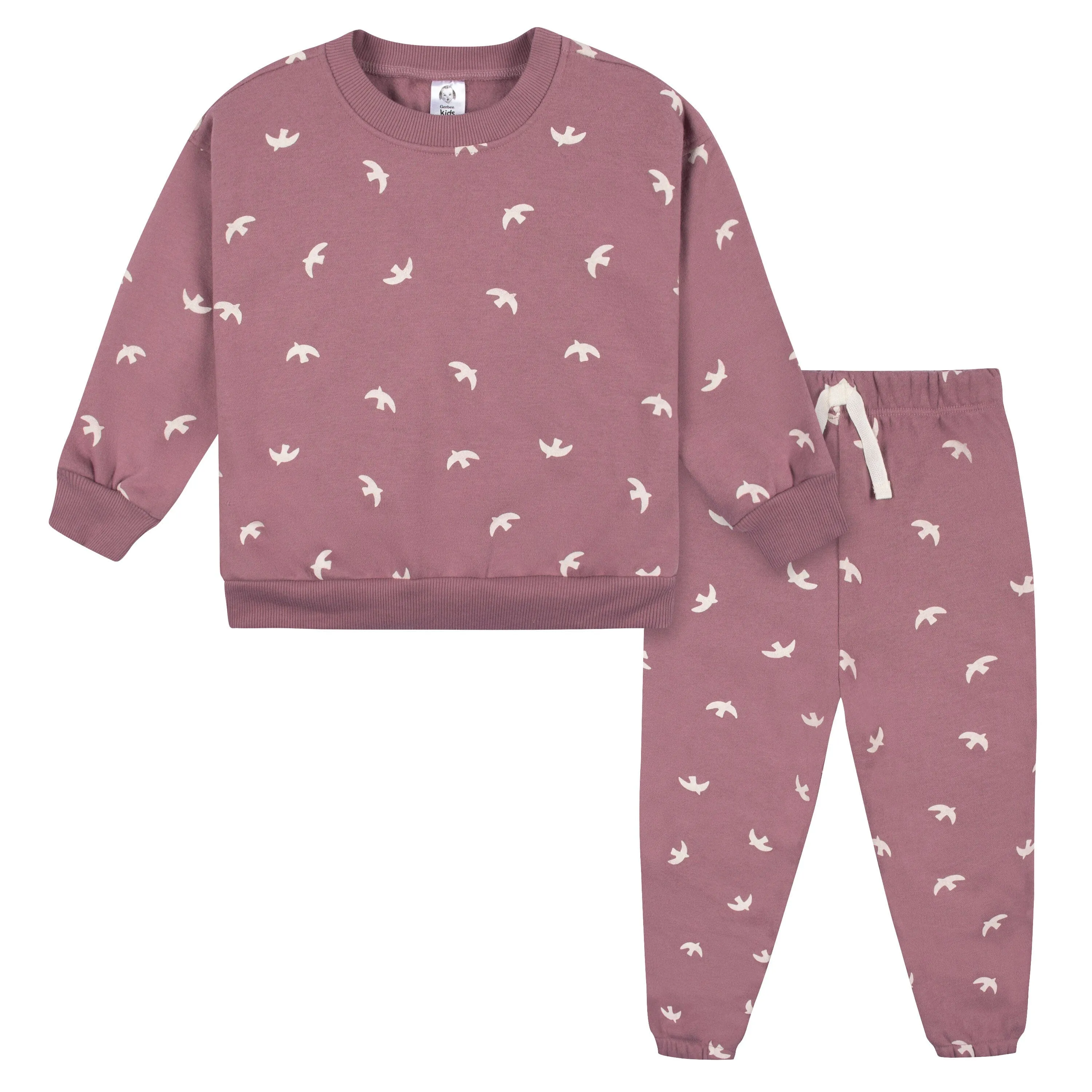 2-Piece Infant and Toddler Girls Birds Sweatshirt & Pant Set Gerber Childrenswea