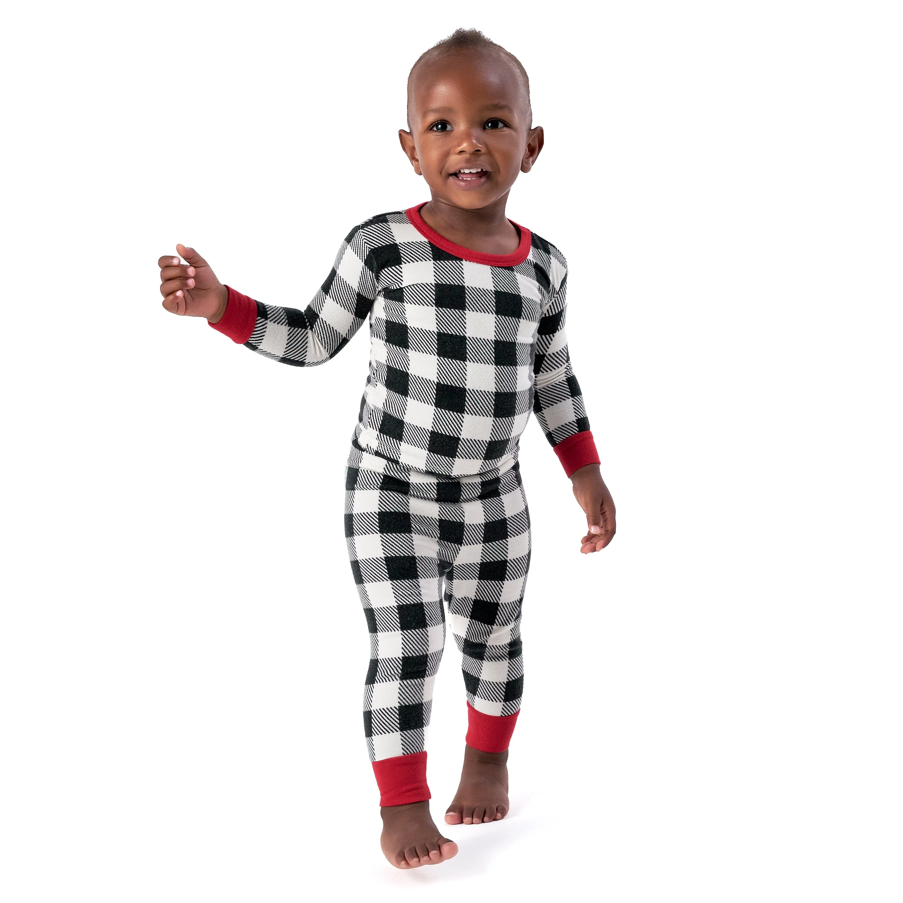 2-Piece Infant and Toddler Neutral Buffalo Plaid Hacci Snug Fit Pajama Set Gerber Childrenswea