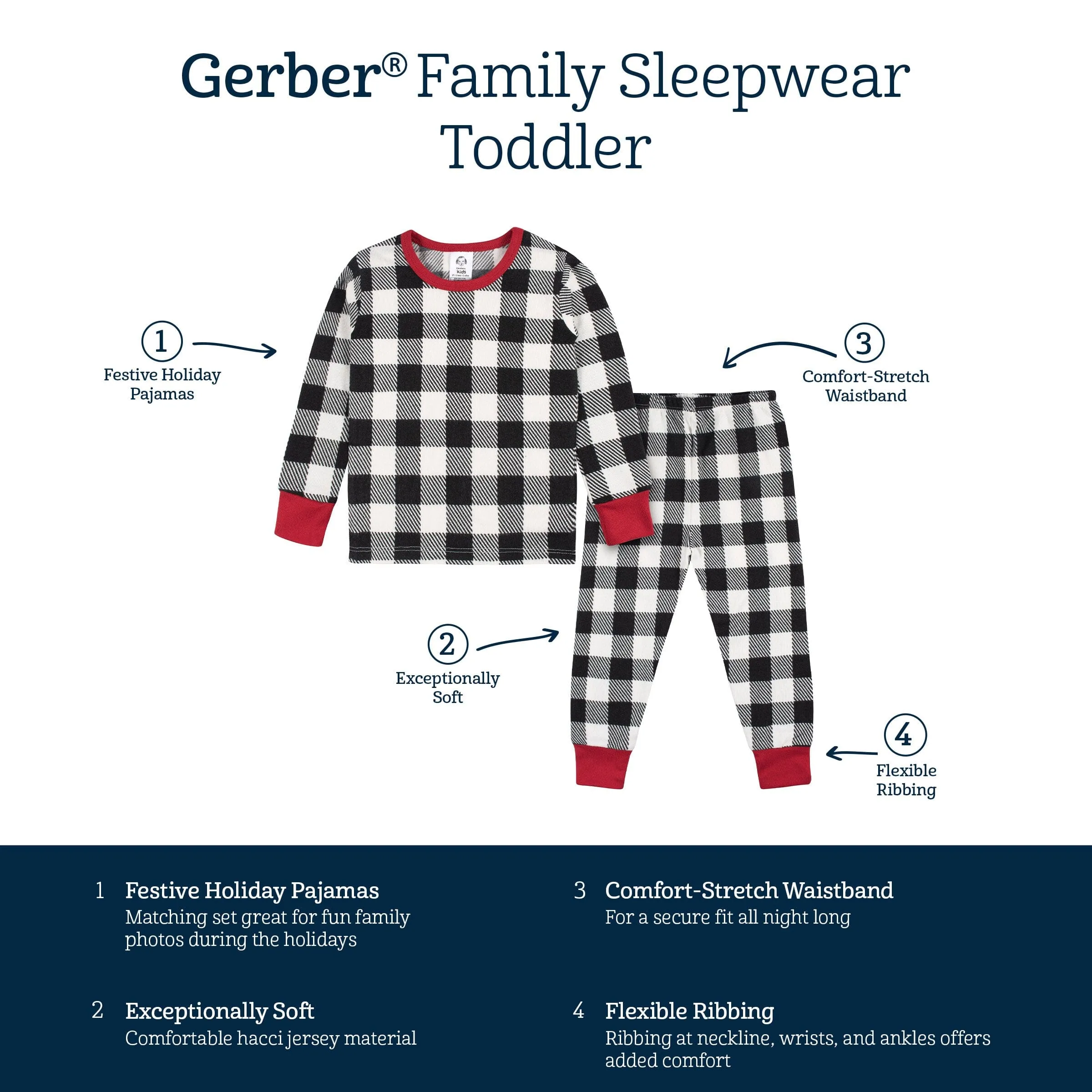 2-Piece Infant and Toddler Neutral Buffalo Plaid Hacci Snug Fit Pajama Set Gerber Childrenswea
