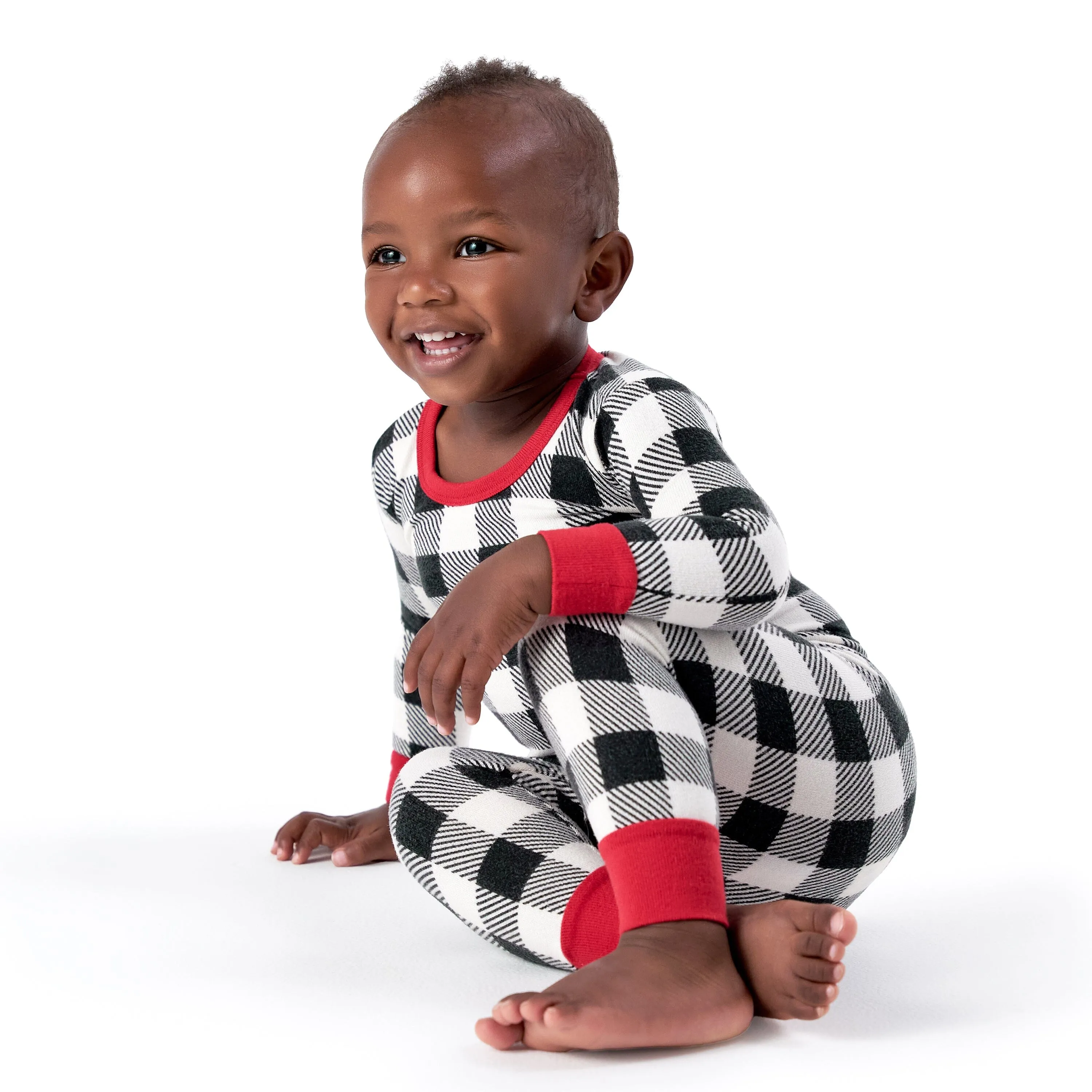 2-Piece Infant and Toddler Neutral Buffalo Plaid Hacci Snug Fit Pajama Set Gerber Childrenswea