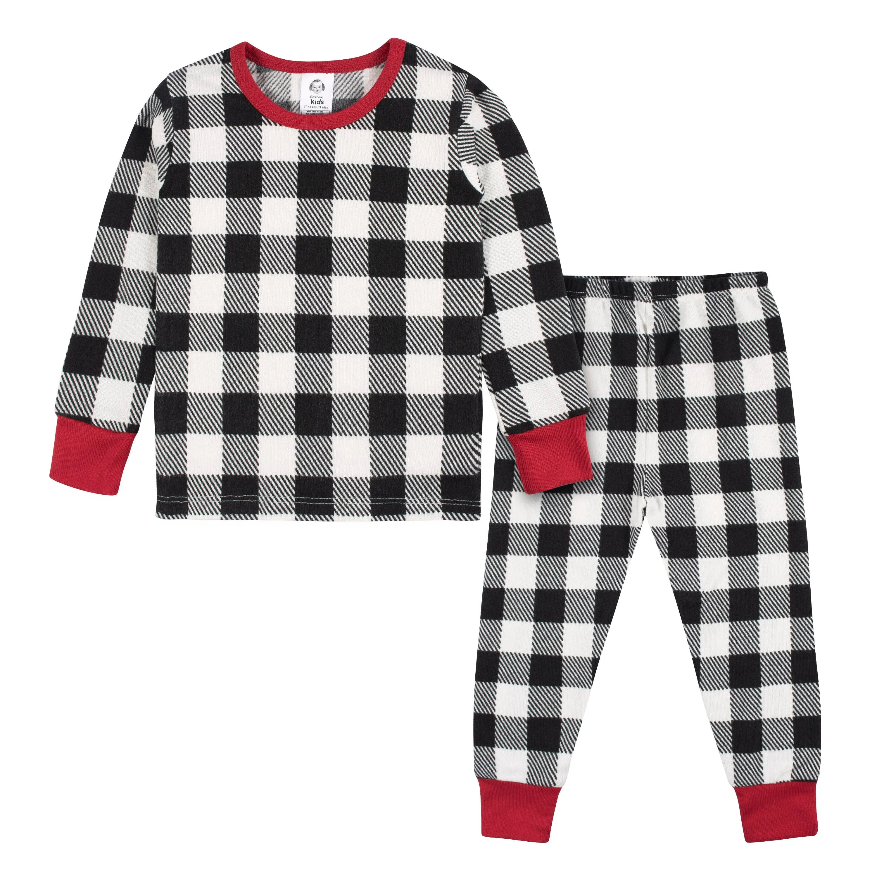 2-Piece Infant and Toddler Neutral Buffalo Plaid Hacci Snug Fit Pajama Set Gerber Childrenswea