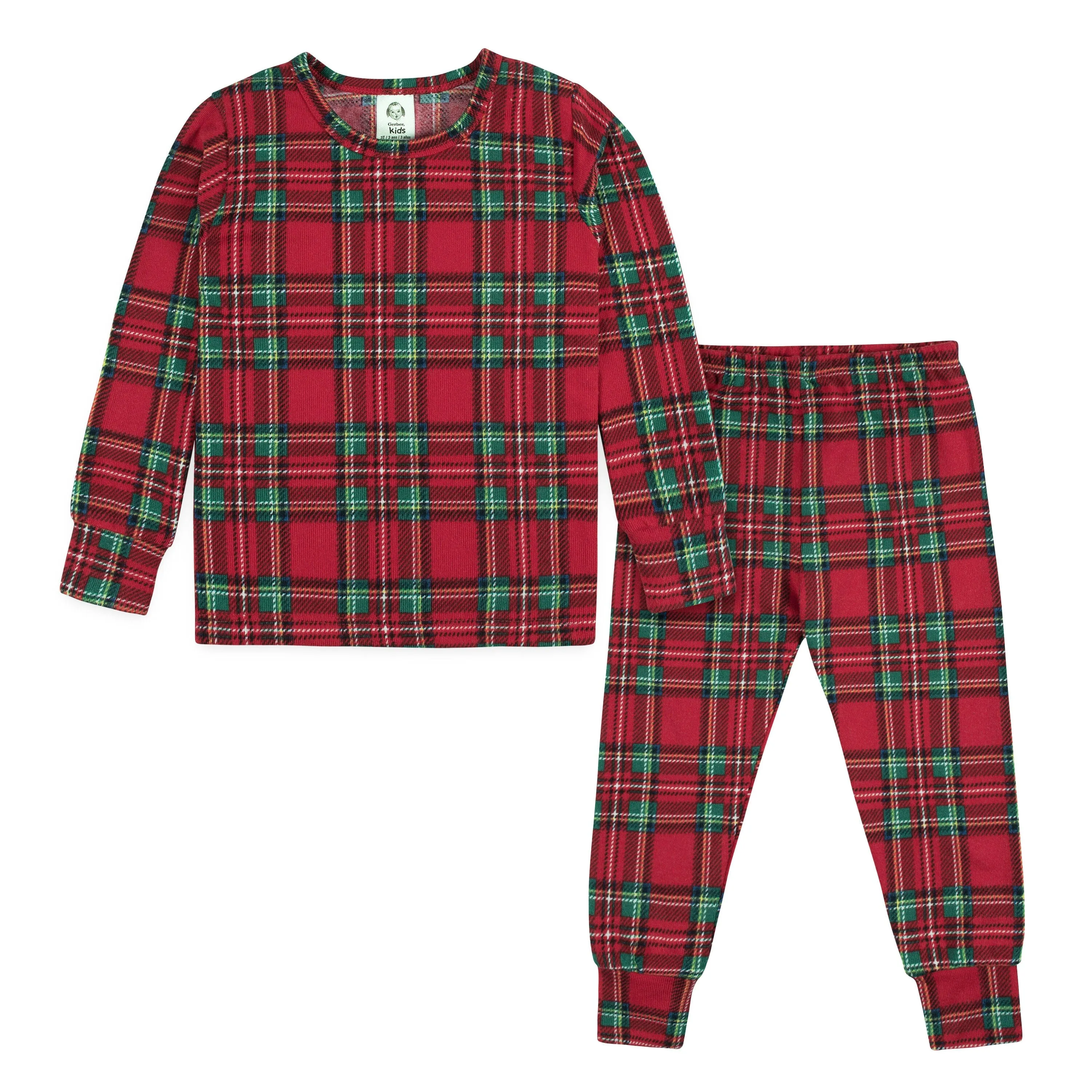 2-Piece Infant and Toddler Neutral Stewart Plaid Hacci Snug Fit Pajama Set Gerber Childrenswea