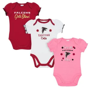 3-Pack Atlanta Falcons Baby Girl Short Sleeve Bodysuit Gerber Childrenswea