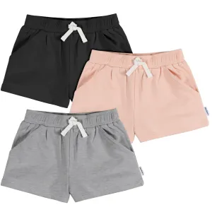 3-Pack Baby & Toddler Girls Black, Pink, & Grey Knit Shorts Gerber Childrenswea