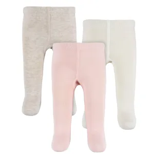 3-Pack Baby and Toddler Girls Oatmeal Heather, Ivory, and Pink Tights Gerber Childrenswea