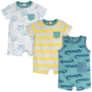 3-Pack Baby Boys Critters Rompers Gerber Childrenswea