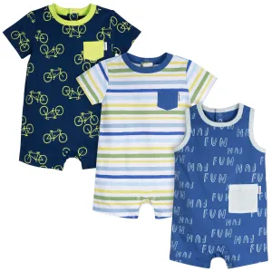 3-Pack Baby Boys Fun Rompers Gerber Childrenswea