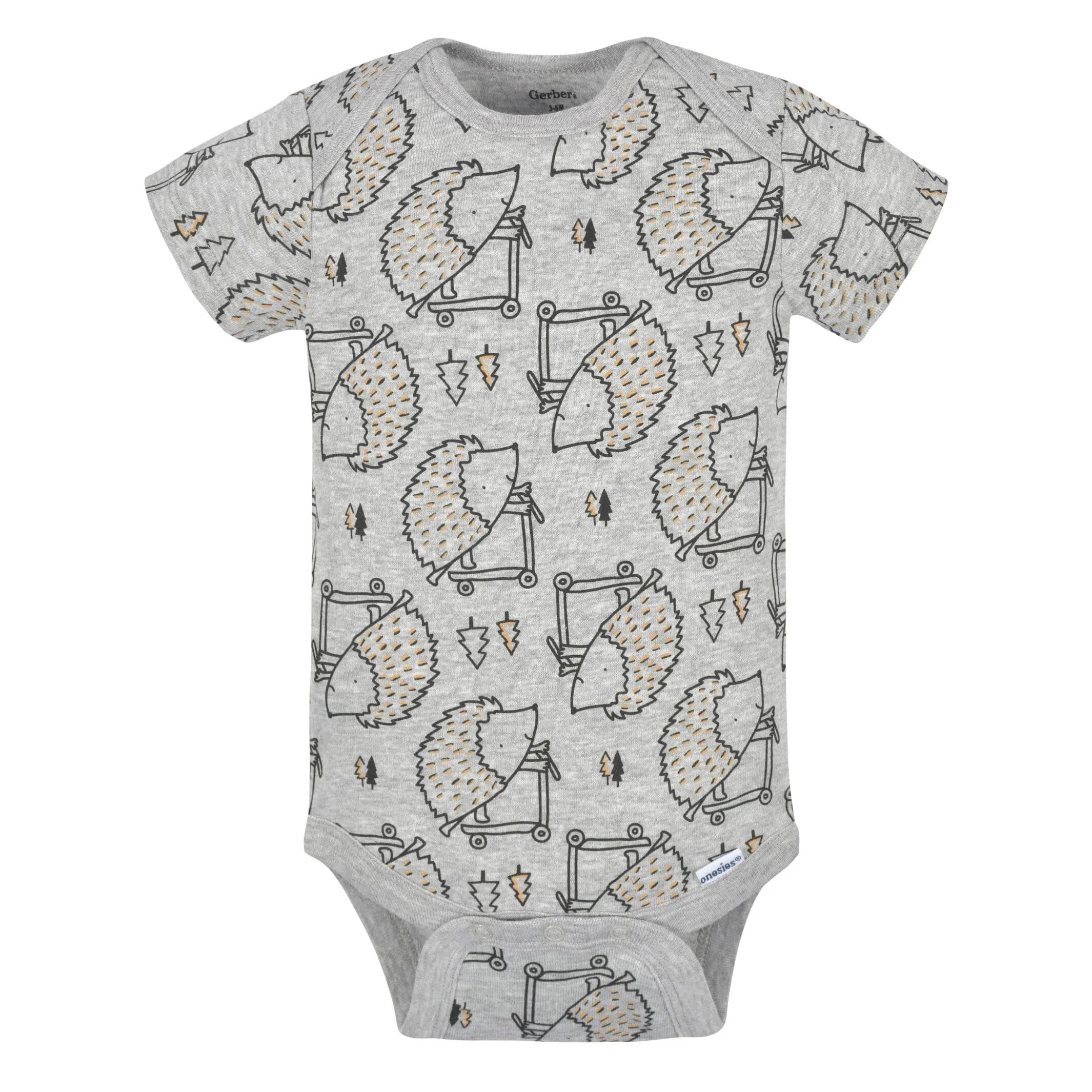 3-Pack Baby Boys Hedgehog Short Sleeve Onesies Bodysuits Gerber Childrenswea