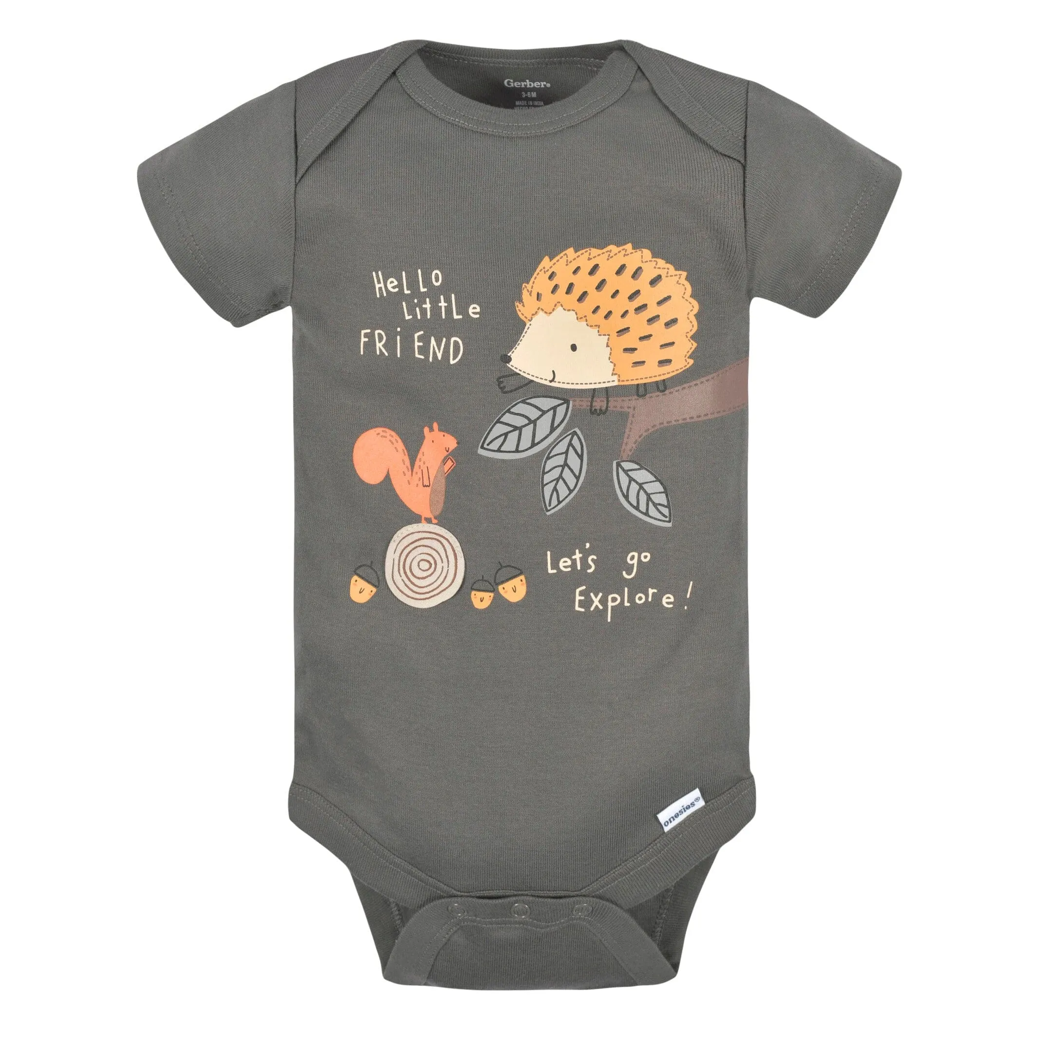 3-Pack Baby Boys Hedgehog Short Sleeve Onesies Bodysuits Gerber Childrenswea