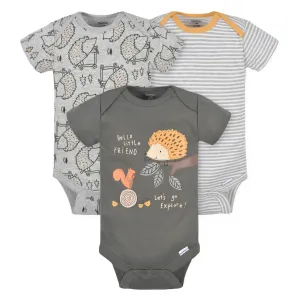 3-Pack Baby Boys Hedgehog Short Sleeve Onesies Bodysuits Gerber Childrenswea