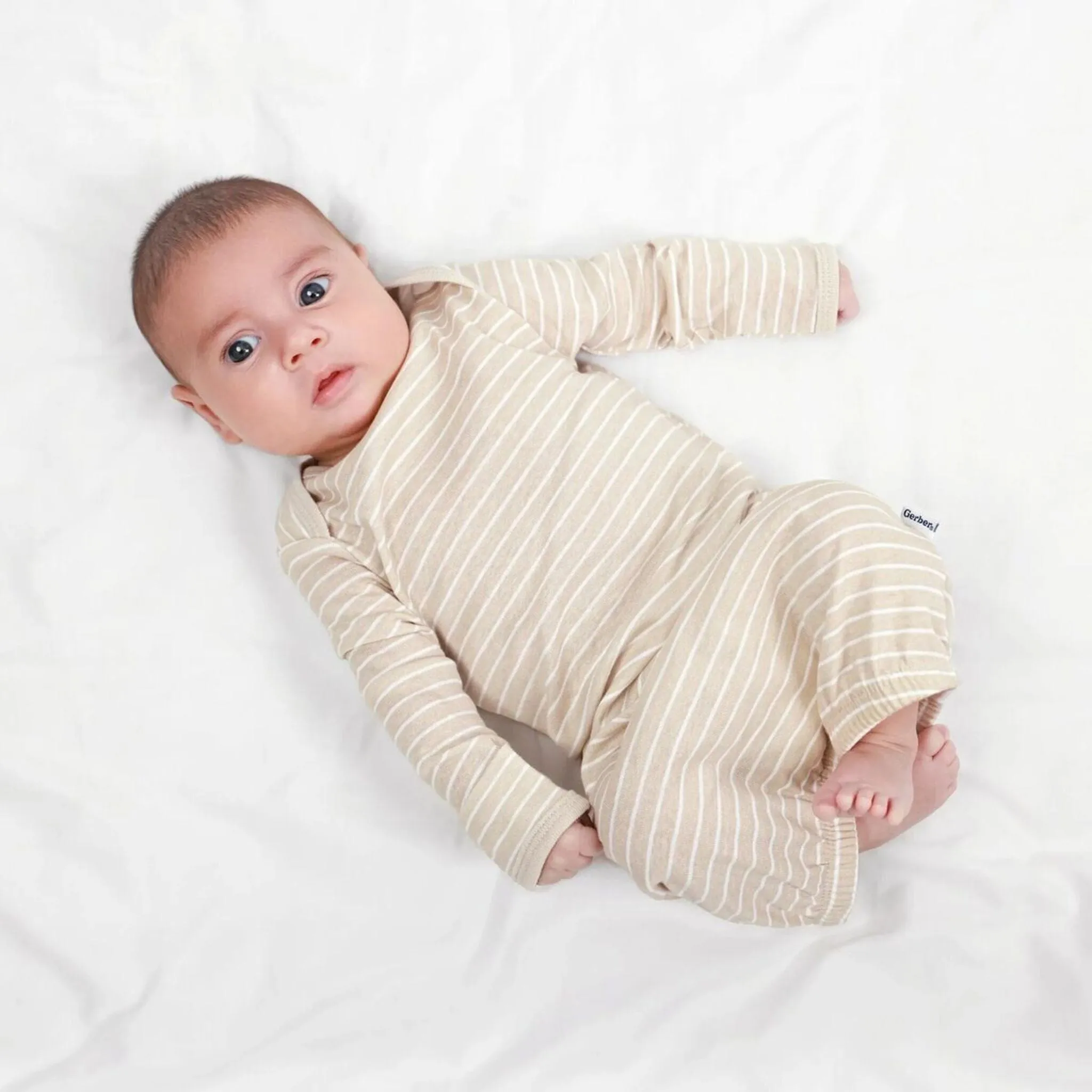 3-Pack Baby Boys Skywriting/Tan Stripe/Wild Win Lap Shoulder Gowns Gerber Childrenswea