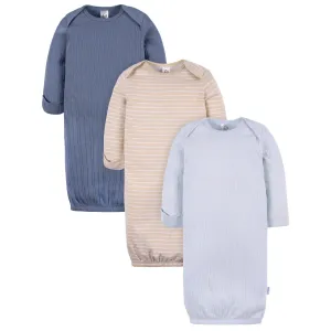 3-Pack Baby Boys Skywriting/Tan Stripe/Wild Win Lap Shoulder Gowns Gerber Childrenswea