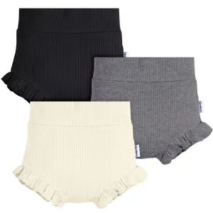 3-Pack Baby Girls Black, Grey Heather, & Ivory Bloomer Shorts Gerber Childrenswea