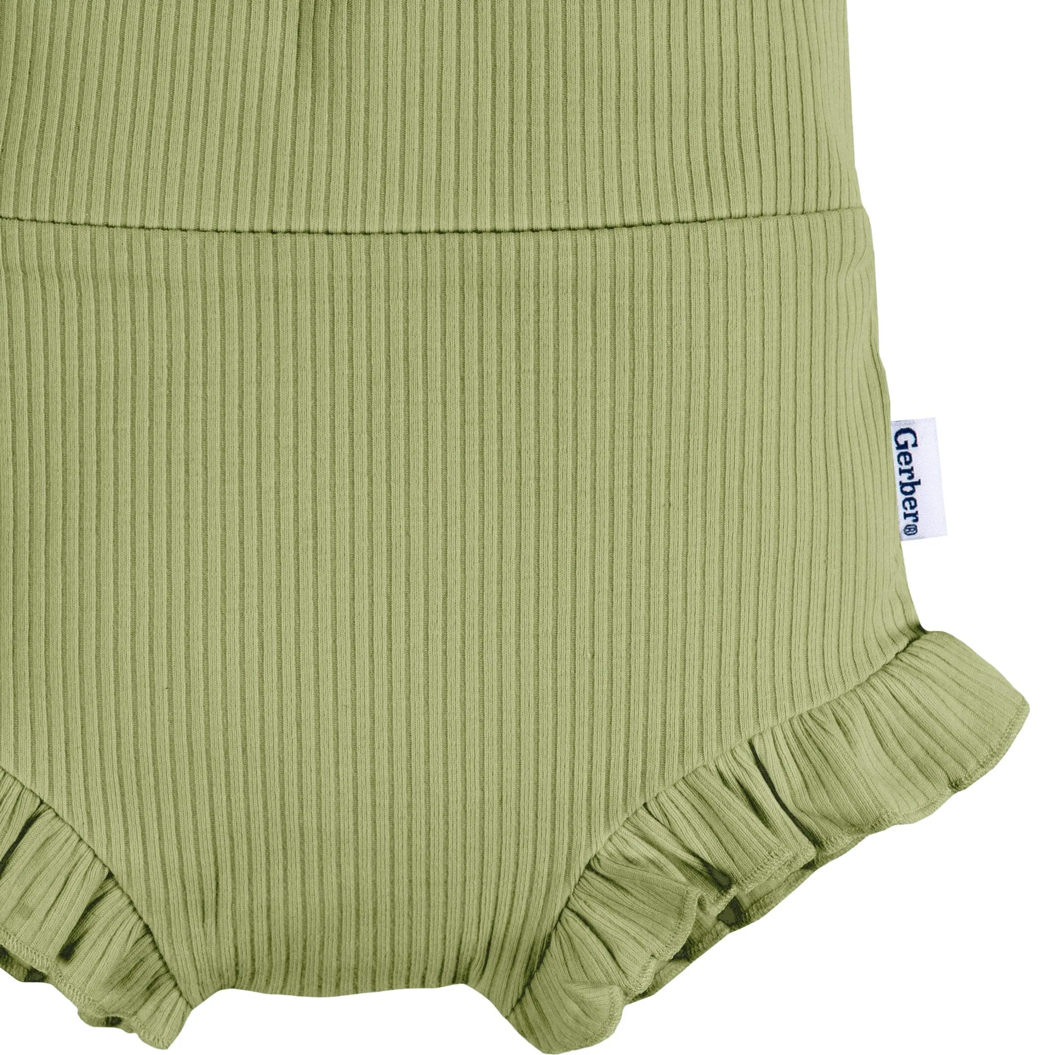 3-Pack Baby Girls Green, Yellow, & Ivory Floral Bloomer Shorts Gerber Childrenswea