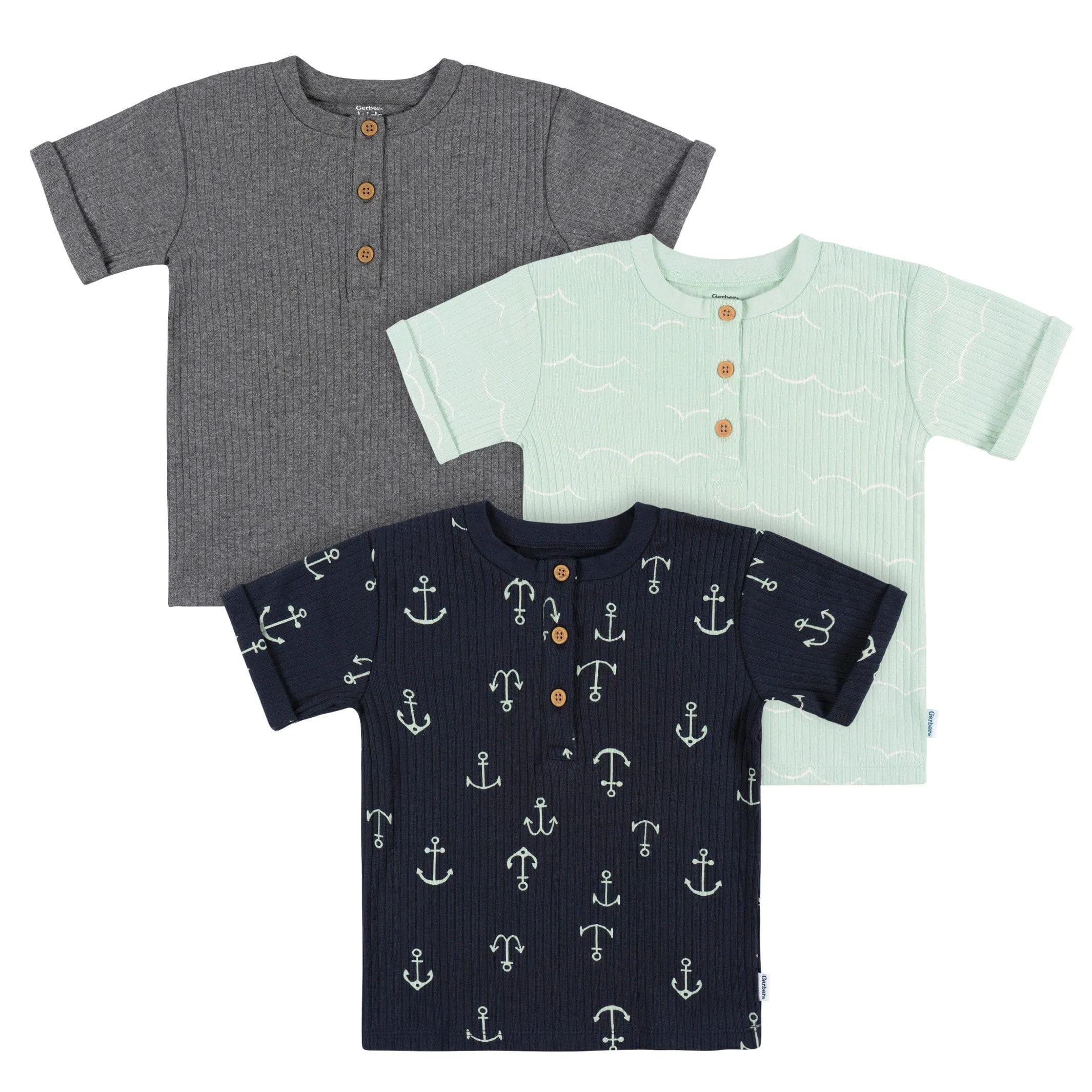 3-Pack Infant and Toddler Boys Anchor Henley T-Shirts Gerber Childrenswea