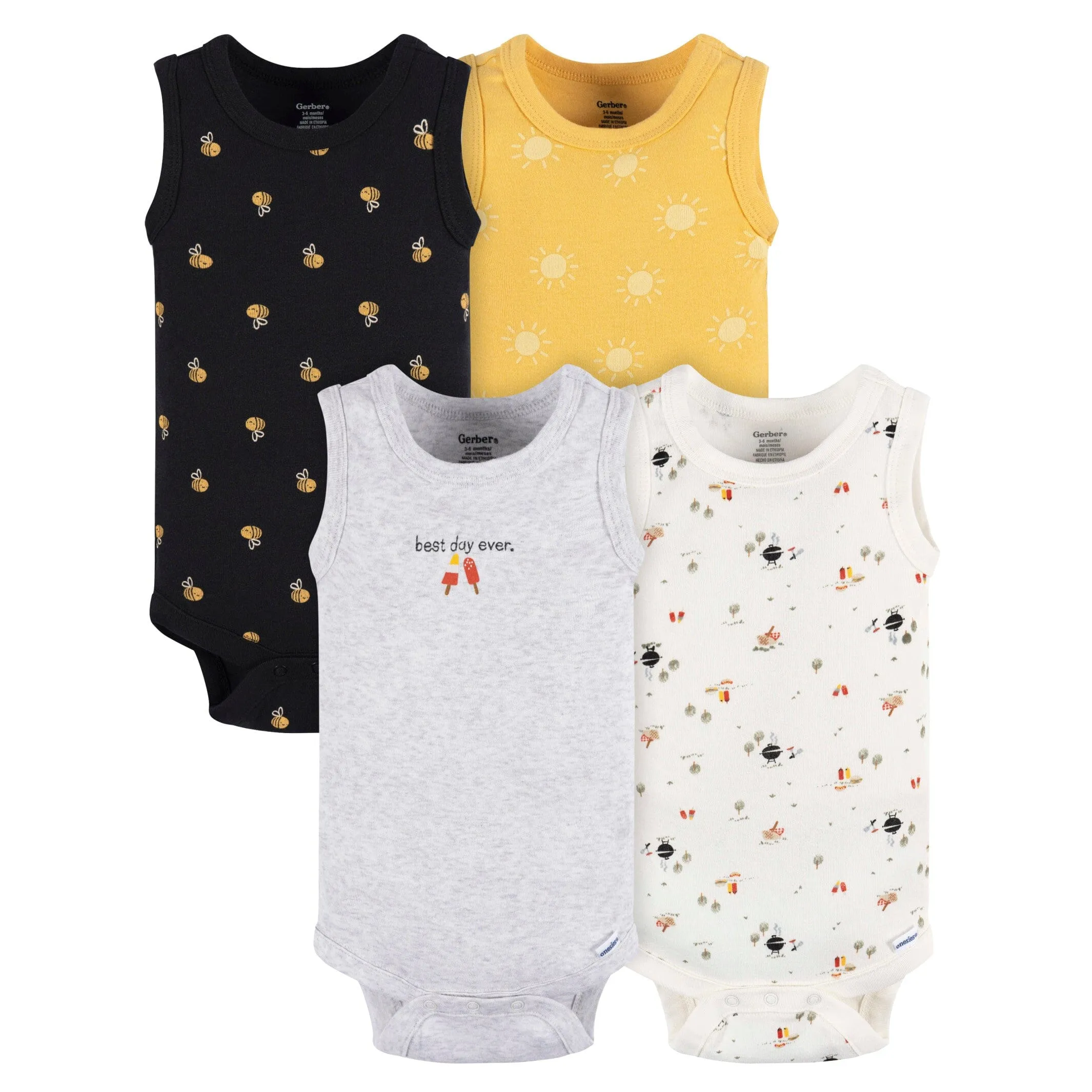 4-Pack Baby Boys Backyard BBQ Sleeveless Onesies Bodysuits Gerber Childrenswea