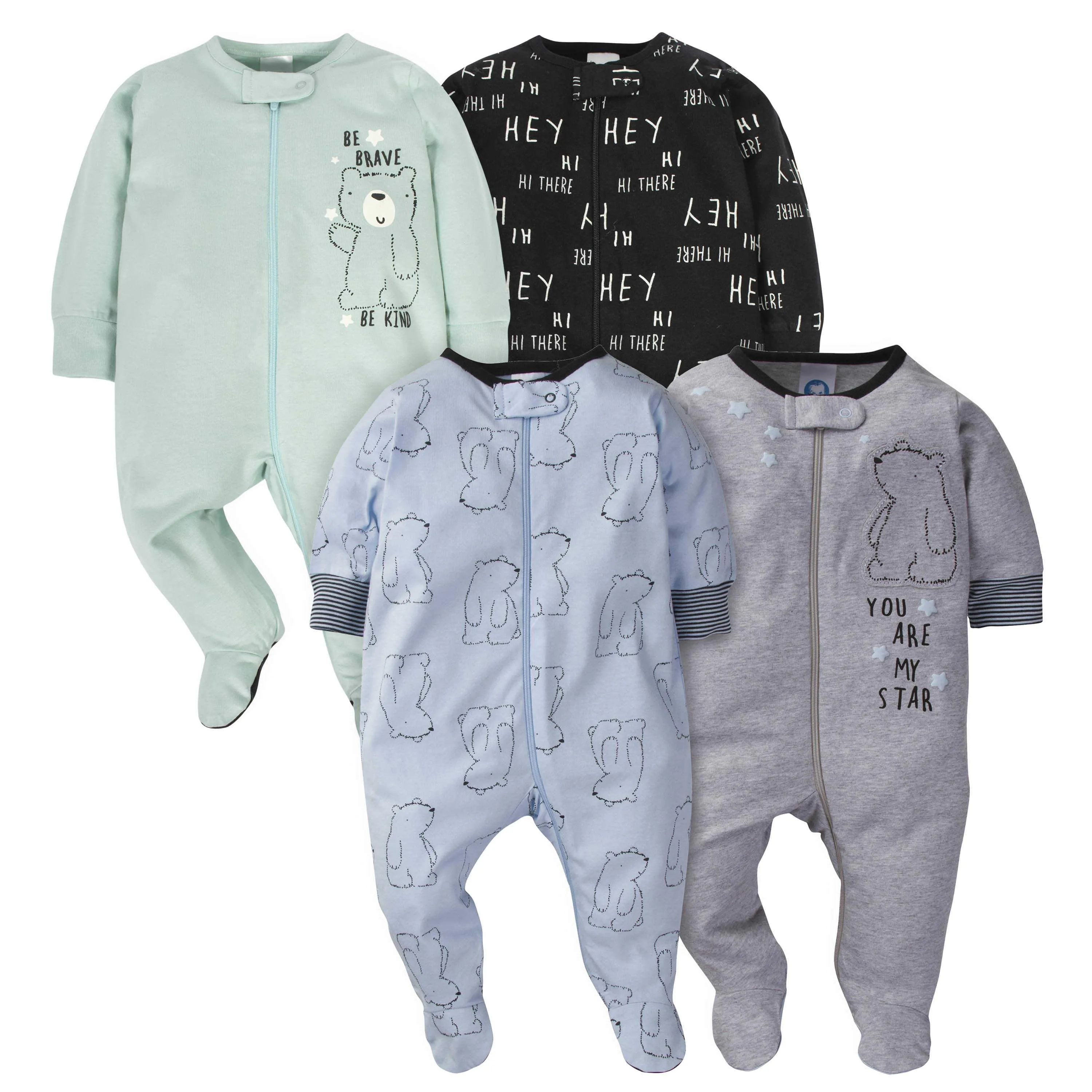 4-Pack Baby Boys Bear Sleep 'N Plays Gerber Childrenswea