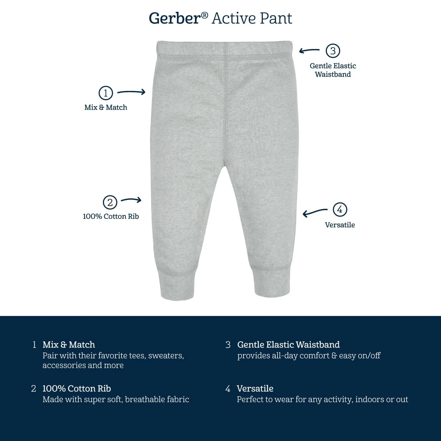 4-Pack Baby Boys Camo & Gray Active Pants Gerber Childrenswea