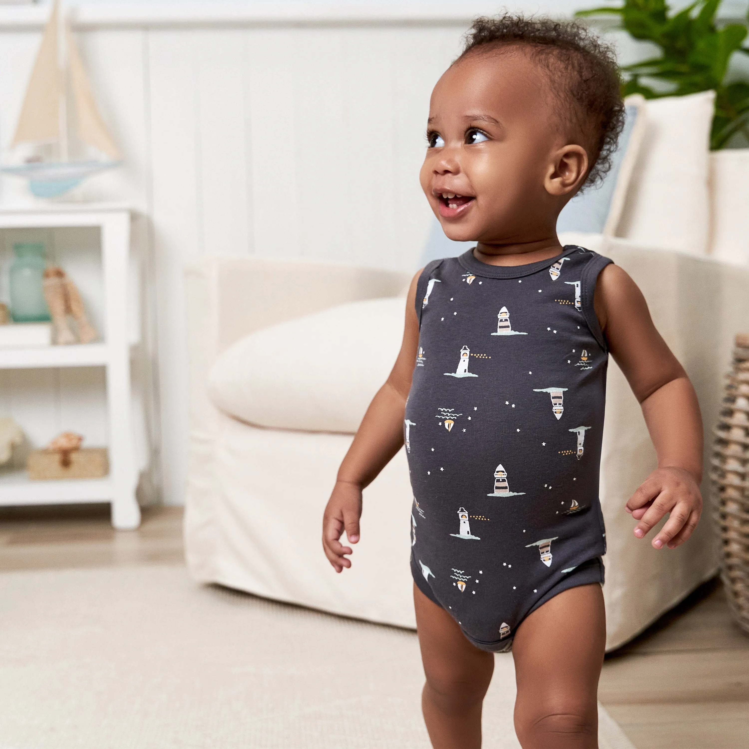 4-Pack Baby Boys Coastal Sleeveless Onesies Bodysuits Gerber Childrenswea