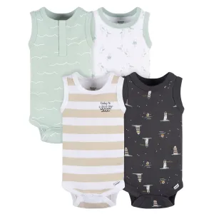 4-Pack Baby Boys Coastal Sleeveless Onesies Bodysuits Gerber Childrenswea