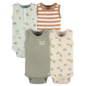 4-Pack Baby Boys Sea Turtles Sleeveless Onesies Bodysuits Gerber Childrenswea