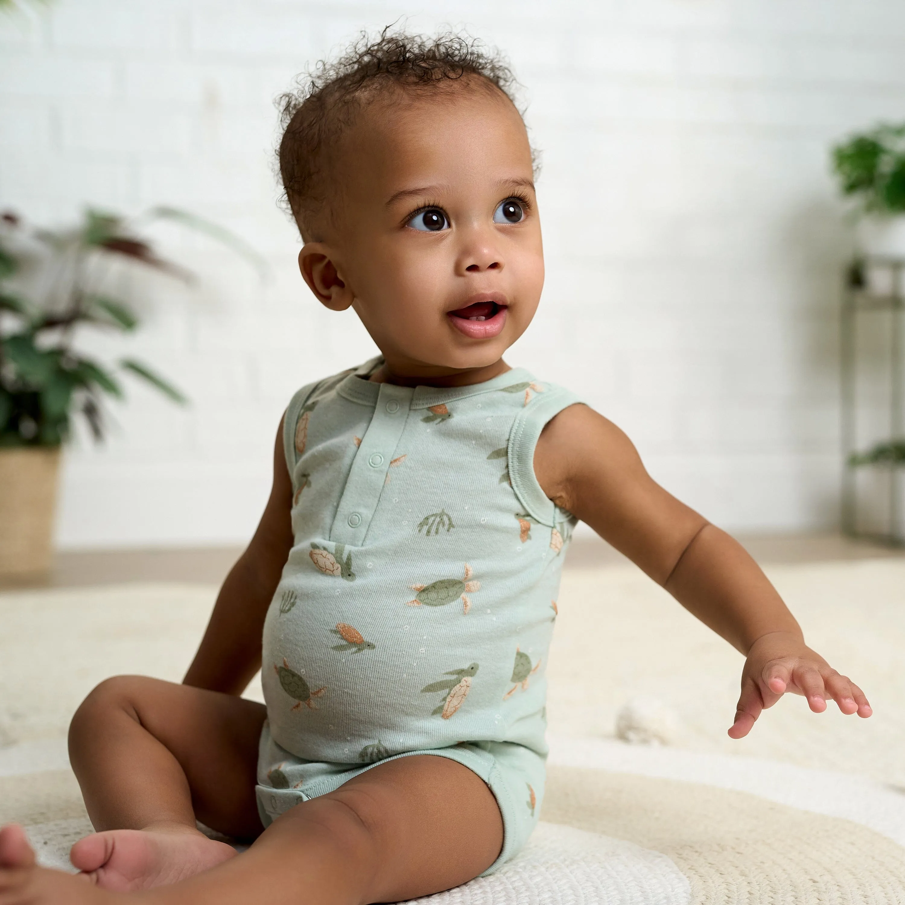 4-Pack Baby Boys Sea Turtles Sleeveless Onesies Bodysuits Gerber Childrenswea