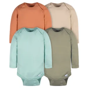 4-Pack Baby Neutral Green/ Blue Long Sleeve Onesies Bodysuits Gerber Childrenswea
