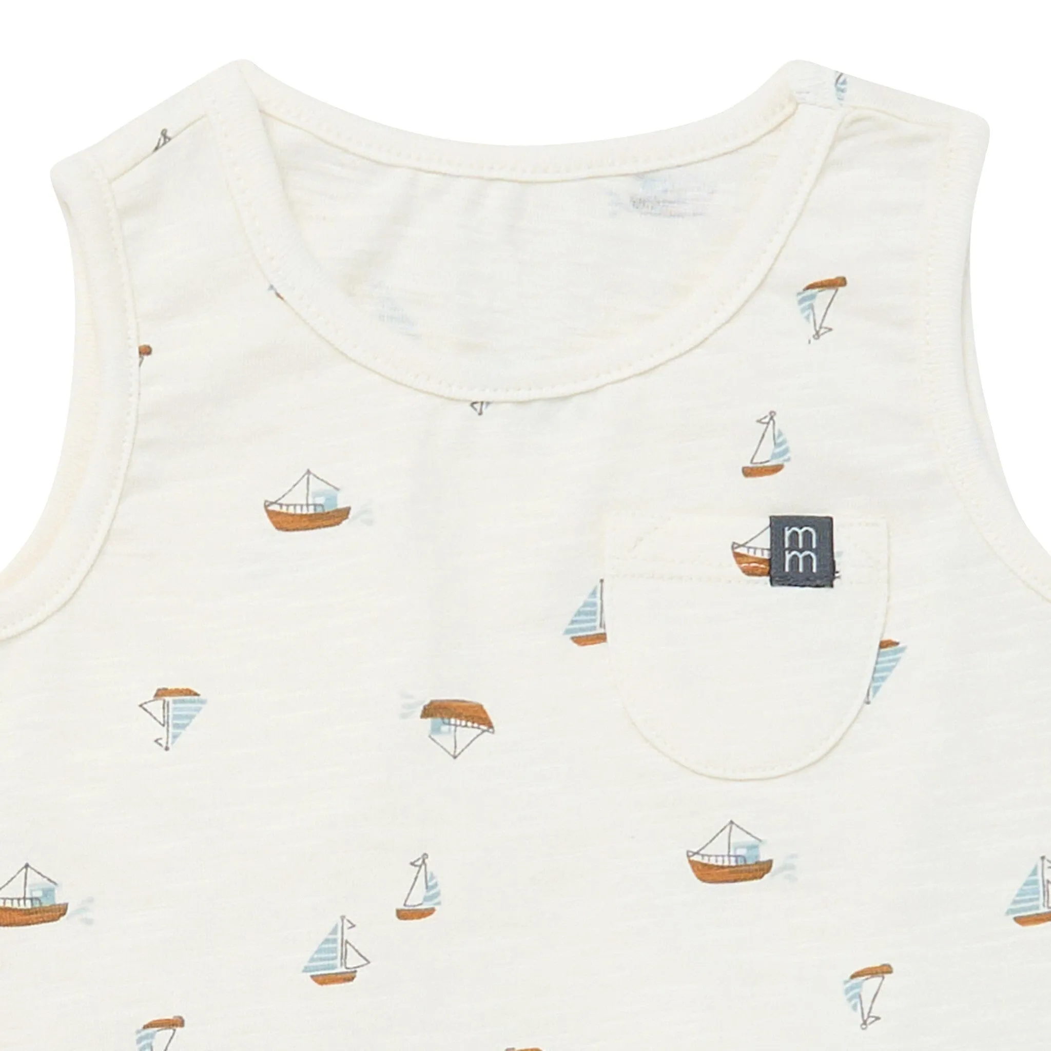 4-Piece Baby Boys Ivory Sailboats Sleeveless Shirts and Shorts Set Gerber Childrenswea