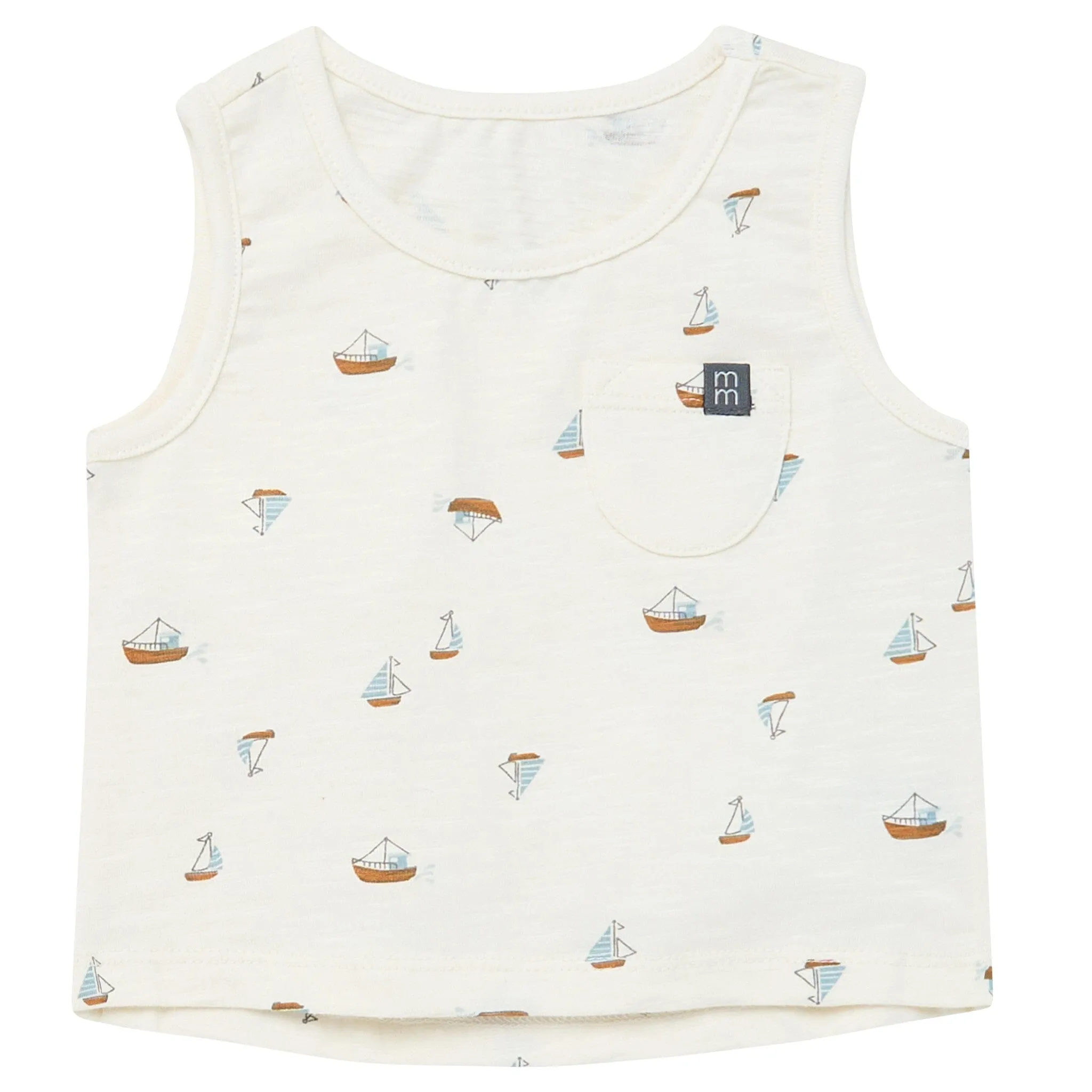 4-Piece Baby Boys Ivory Sailboats Sleeveless Shirts and Shorts Set Gerber Childrenswea