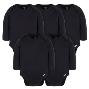 5-Pack Baby Black Premium Long Sleeve Onesies Bodysuits Gerber Childrenswea