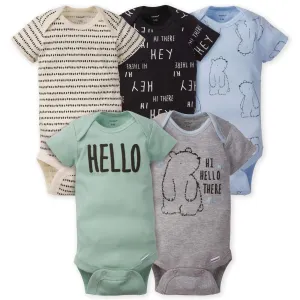 5-Pack Baby Boys Bear Short Sleeve Onesies Bodysuits Gerber Childrenswea