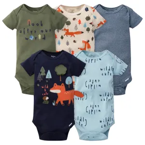 5-Pack Baby Boys Fox Short Sleeve Onesies Bodysuits Gerber Childrenswea