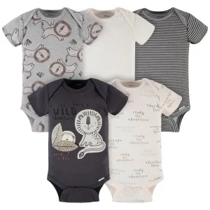 5-Pack Baby Boys Lion Short Sleeve Onesies Bodysuits Gerber Childrenswea