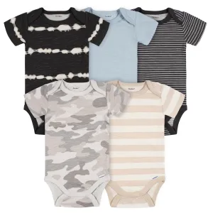 5-Pack Baby Boys Stripes & Camo Short Sleeve Onesies Bodysuits Gerber Childrenswea